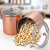 Shri & Sam High Grade Stainless Steel Copper Coating Cantera Hammered Canister Set of 2 Pcs with Glass Lid (Capacity - 700 ML Each, Dia - 11 CM Each)